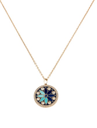 Sydney Evan Sapphire, Diamond & Enamel Kaleidoscope Pendant Necklace