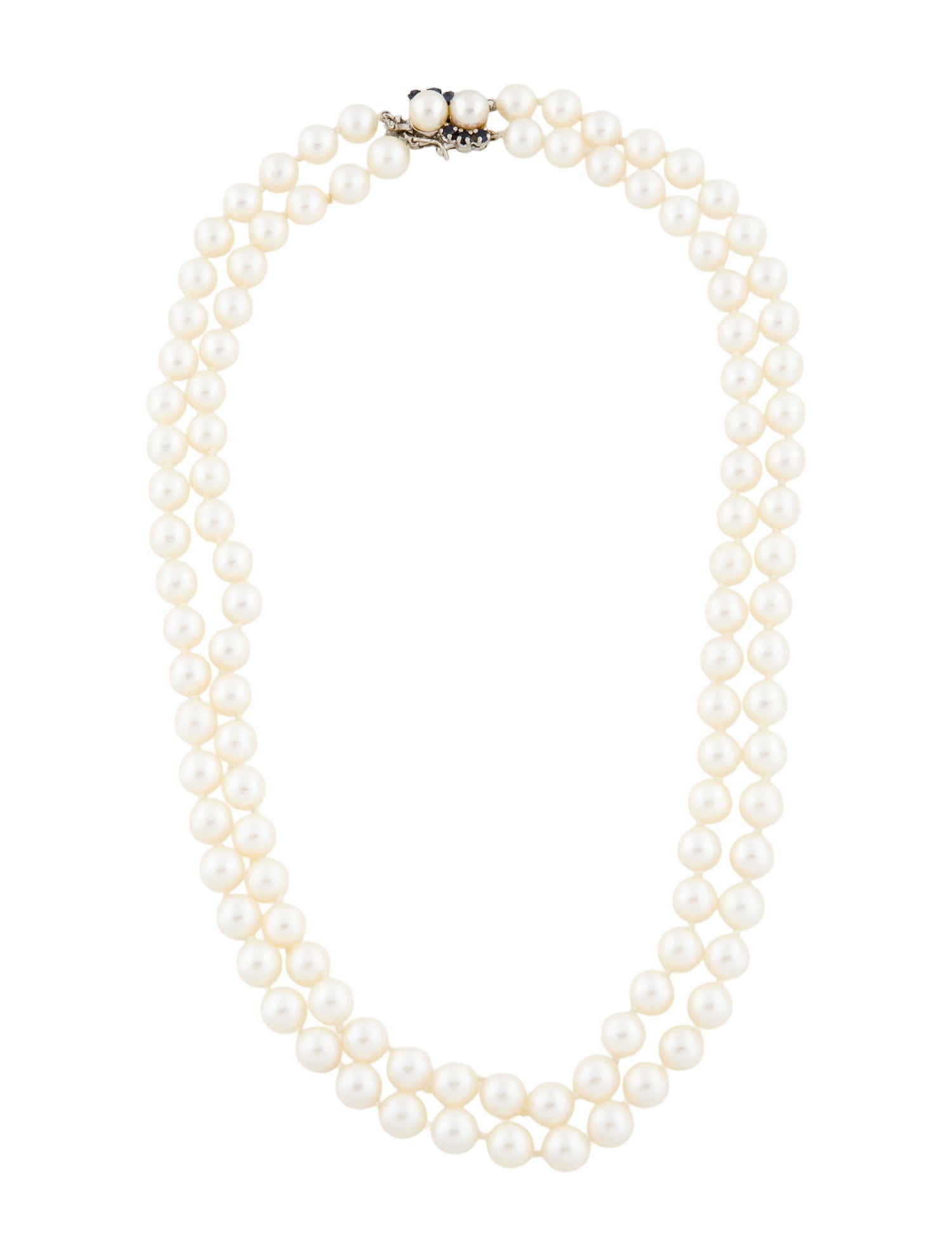Necklace 18K Pearl & Sapphire Multistrand