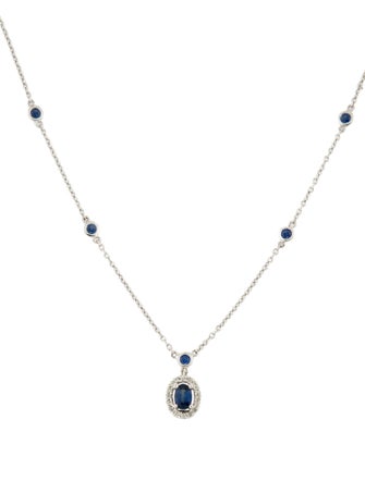 Necklace 14K Sapphire & Diamond Pendant Necklace