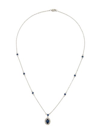 Necklace 14K Sapphire & Diamond Pendant Necklace