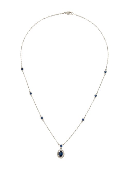 Necklace 14K Sapphire & Diamond Pendant Necklace