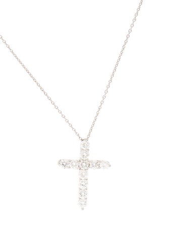 Necklace Platinum 1.54ctw Cross Pendant Necklace