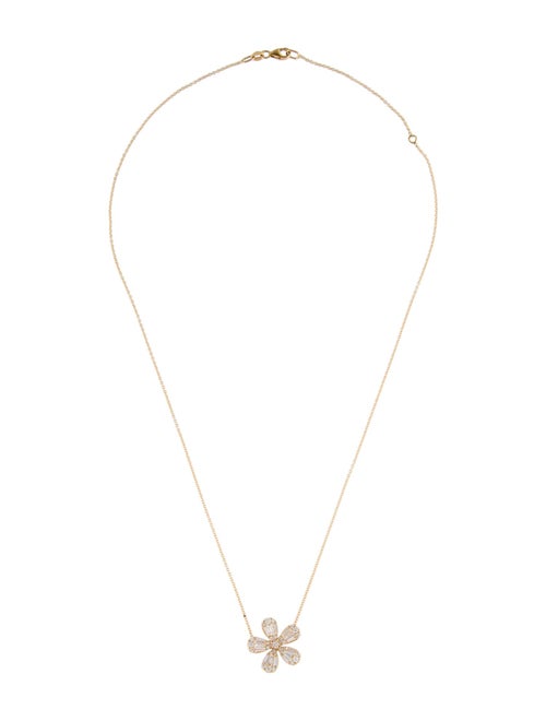 Necklace 18K Diamond Flower Pendant Necklace