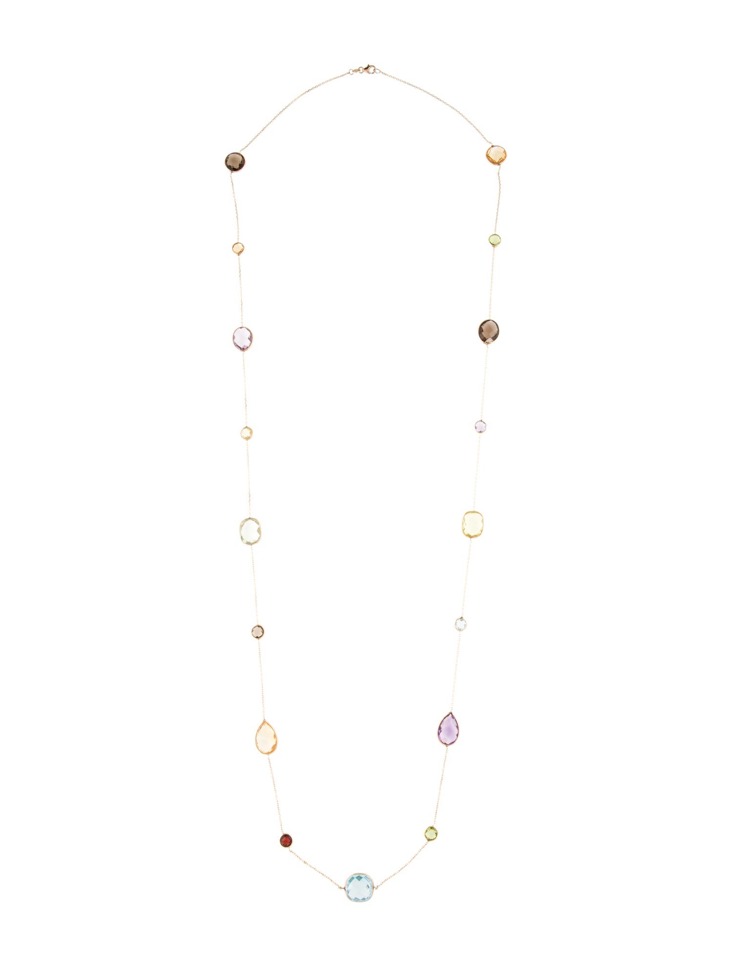 Necklace 14K Multistone Station Pendant Necklace