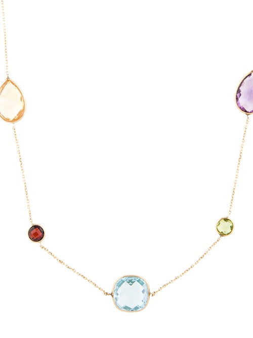 Necklace 14K Multistone Station Pendant Necklace