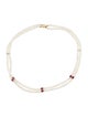 Necklace 14K Ruby & Diamond Double Strand Bead Necklace