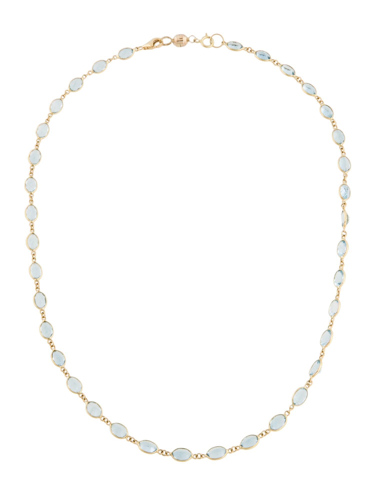 Necklace 18K Aquamarine Station