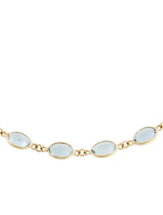 Necklace 18K Aquamarine Station Necklace