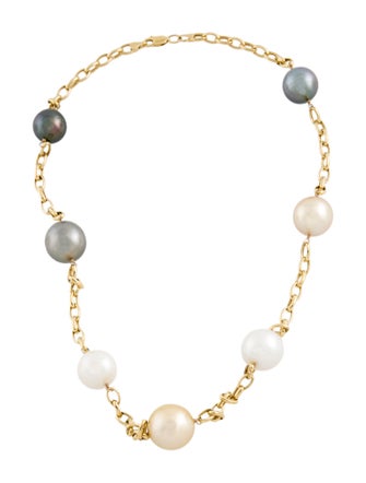 Necklace 14K Cultured Pearl Station Necklace