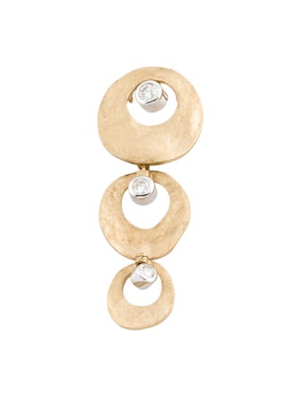 Necklace 14K Diamond Textured Circles Drop Pendant