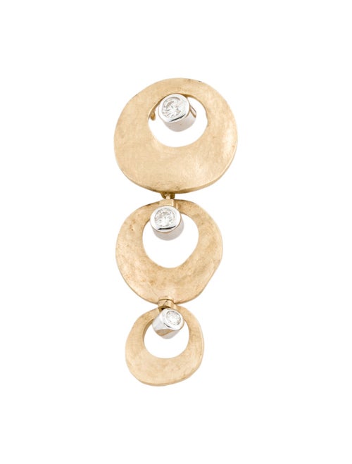 Necklace 14K Diamond Textured Circles Drop Pendant