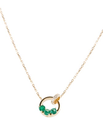 Necklace 18K Emerald & Lab-Grown Diamond Pendant Necklace