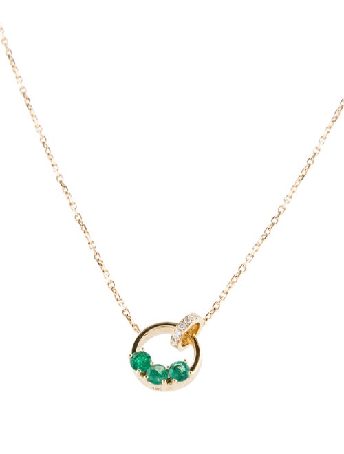 Necklace 18K Emerald & Lab-Grown Diamond Pendant Necklace