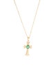 Necklace 18K Emerald & Diamond Cross Pendant Necklace