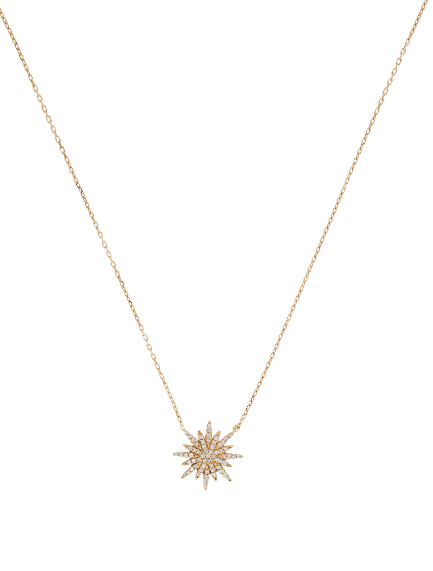 Necklace 18K Diamond Starburst Pendant Necklace