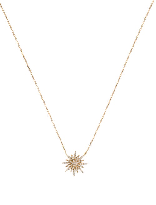 Necklace 18K Diamond Starburst Pendant Necklace