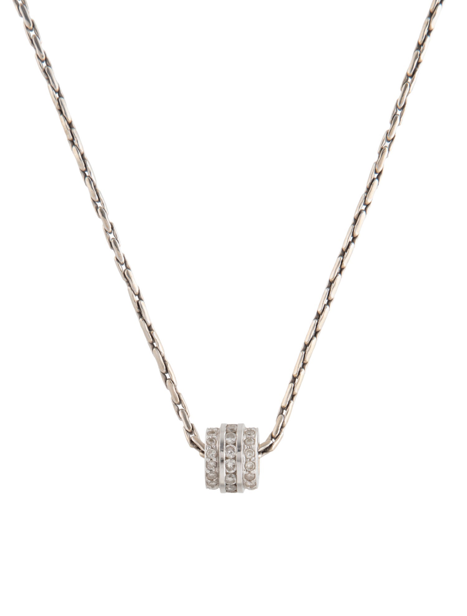 Necklace 14K 1.09ctw Diamond Barrel Pendant Necklace