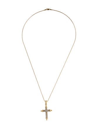 Necklace 14K Two-Tone Diamond Cross Pendant Necklace