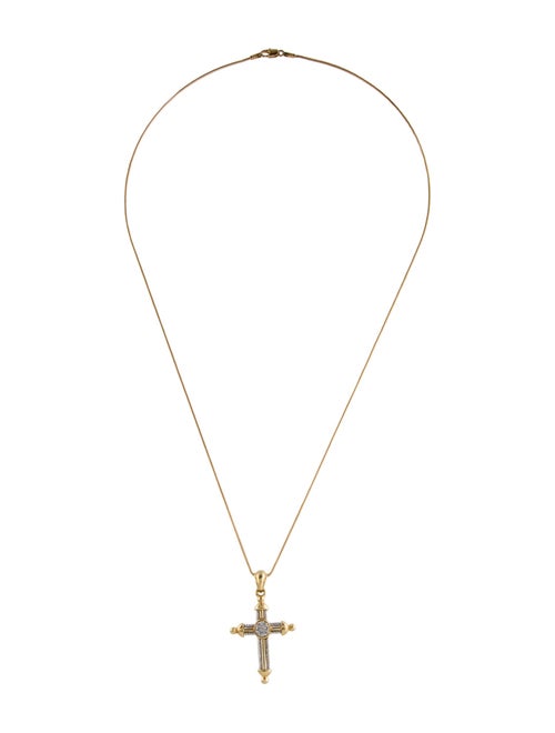 Necklace 14K Two-Tone Diamond Cross Pendant Necklace