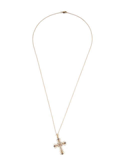 Necklace 14K Diamond Filigree Cross Pendant Necklace