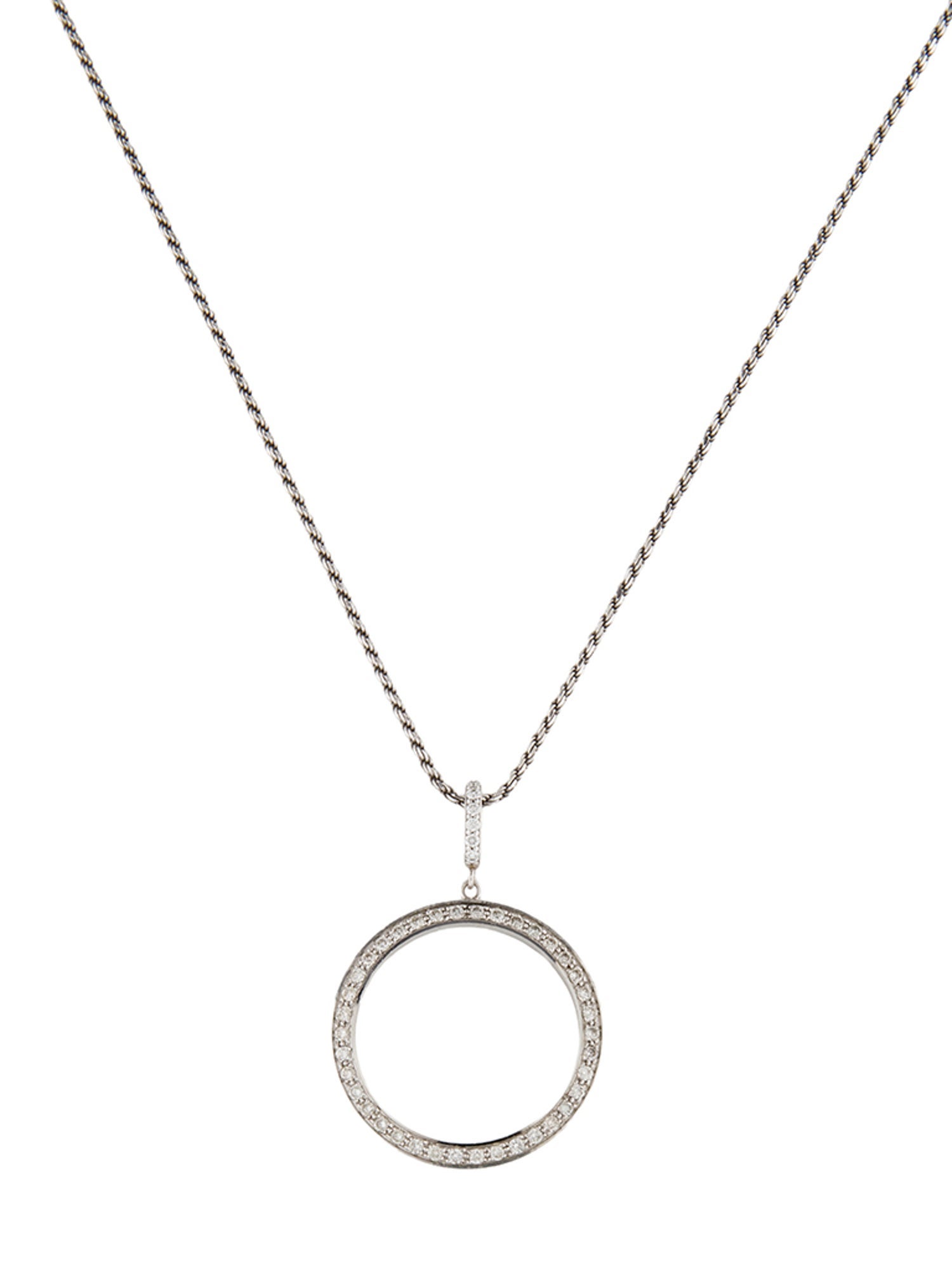 Necklace 18K Diamond Circle Pendant w/ 14K Rope Chain