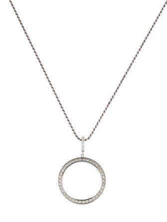 Necklace  18K Diamond Circle Pendant w/ 14K Rope Chain