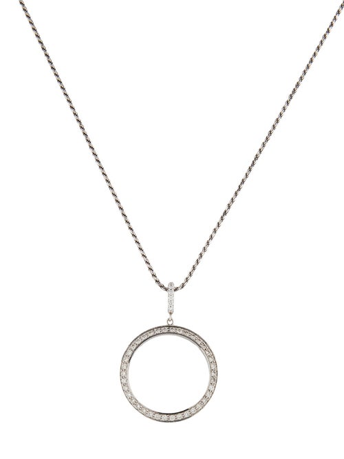 Necklace 18K Diamond Circle Pendant w/ 14K Rope Chain