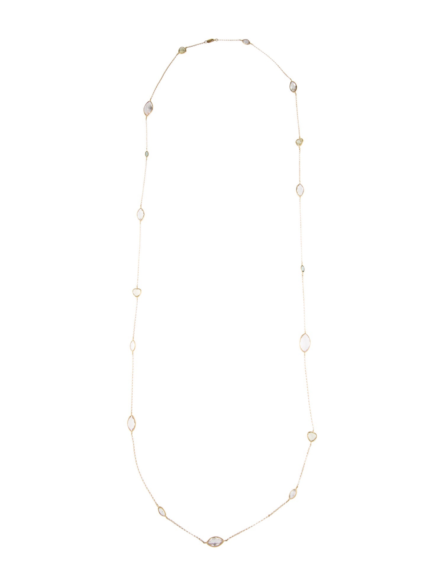 Necklace 18K Multi Stones Station Long