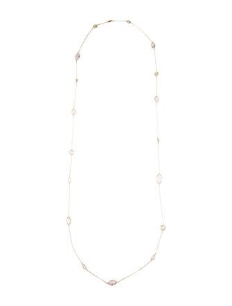 Necklace 18K Multi Stones Station Long Necklace