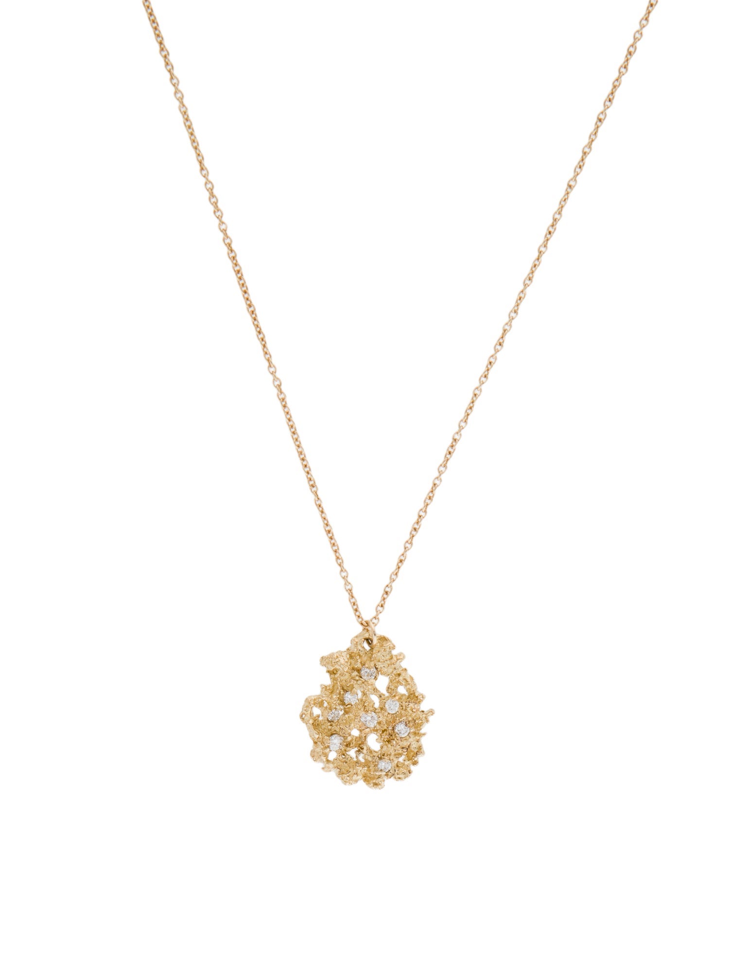 Necklace 14K Diamond Textured Pendant