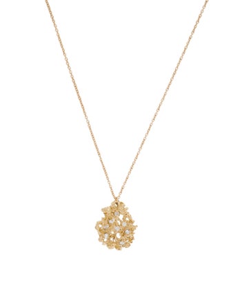 Necklace 14K Diamond Textured Pendant Necklace