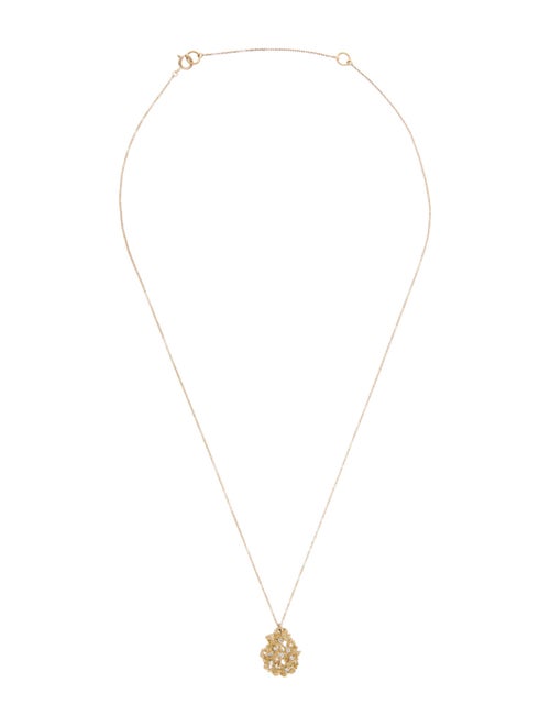 Necklace 14K Diamond Textured Pendant Necklace