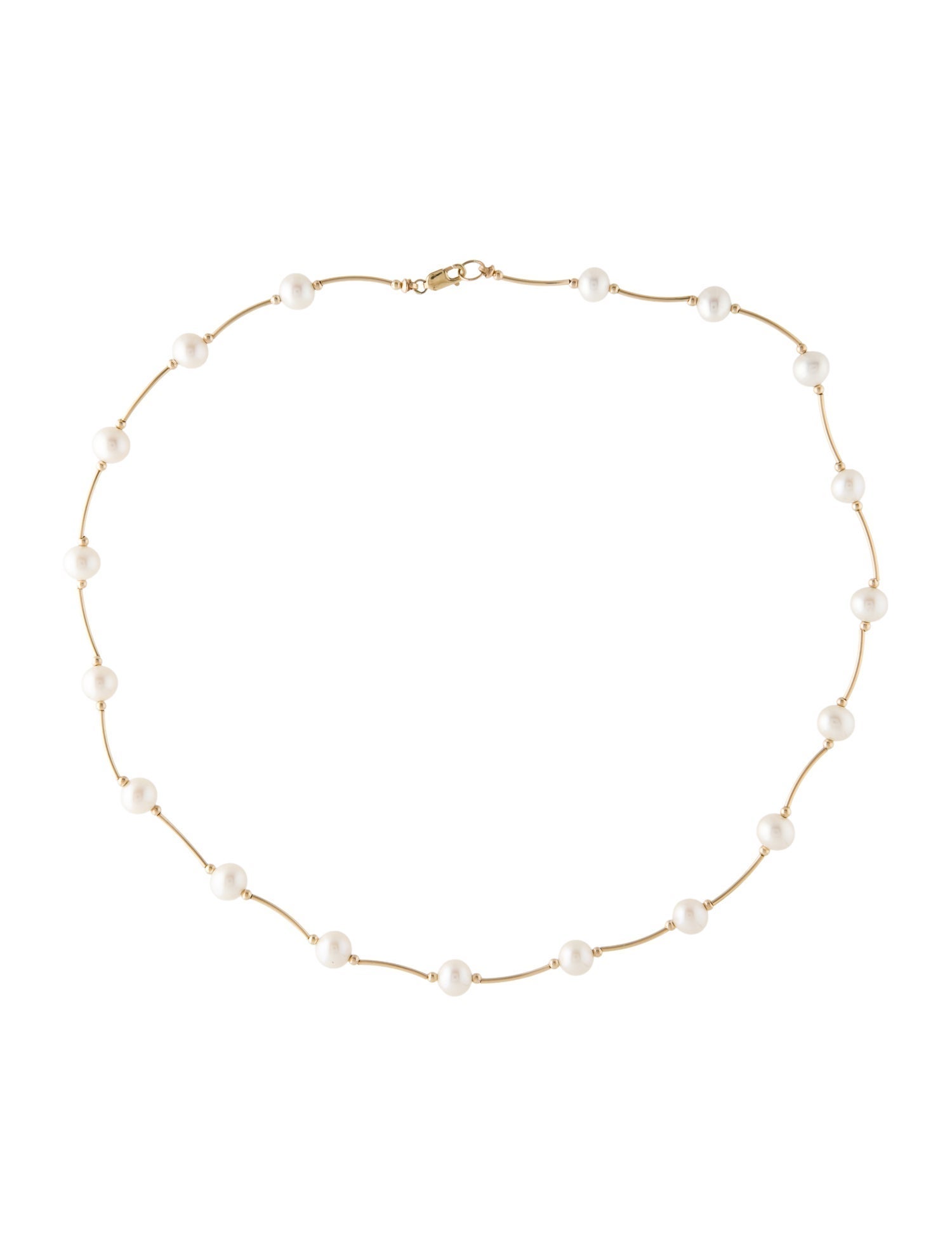 Necklace 14K Pearl Station Scalloped