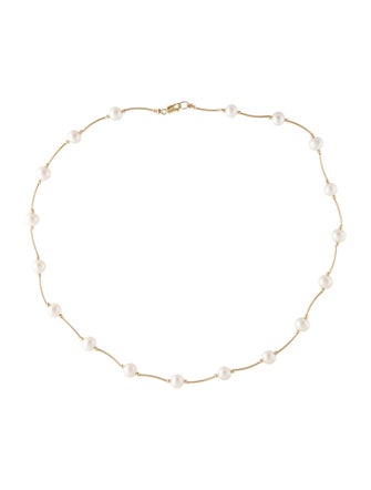 Necklace 14K Pearl Station Scalloped Necklace