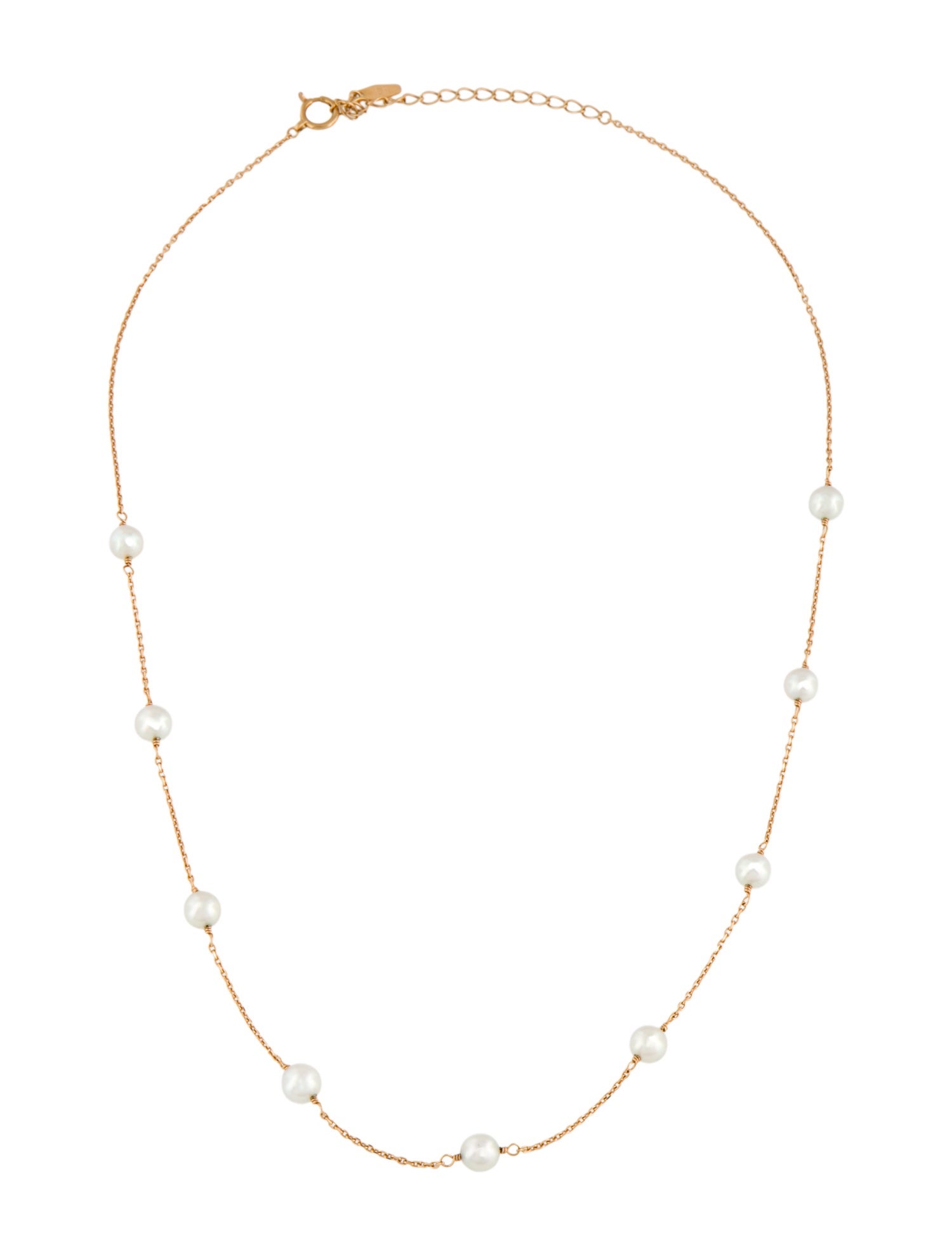 Necklace 18K Cultured Pearl Station Necklace
