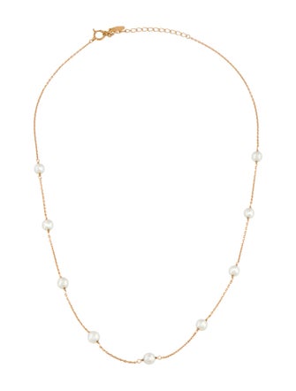 Necklace 18K Cultured Pearl Station Necklace
