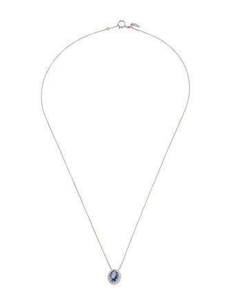 Necklace Platinum Sapphire & Diamond Adjustable Pendant Necklace