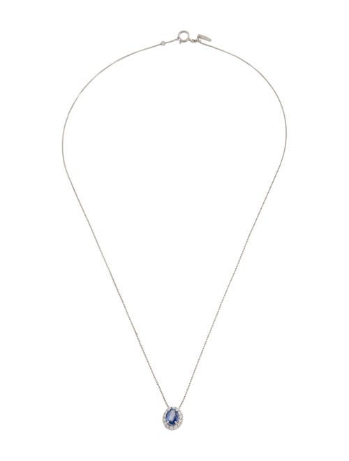 Necklace Platinum Sapphire & Diamond Adjustable Pendant Necklace