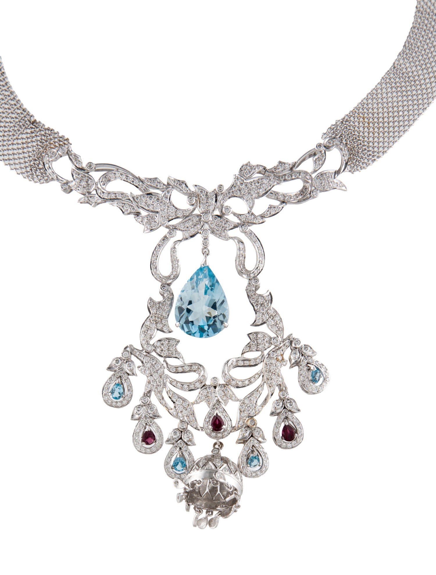 Necklace 12.21ctw Topaz, Diamond & Rhodolite Collar Necklace
