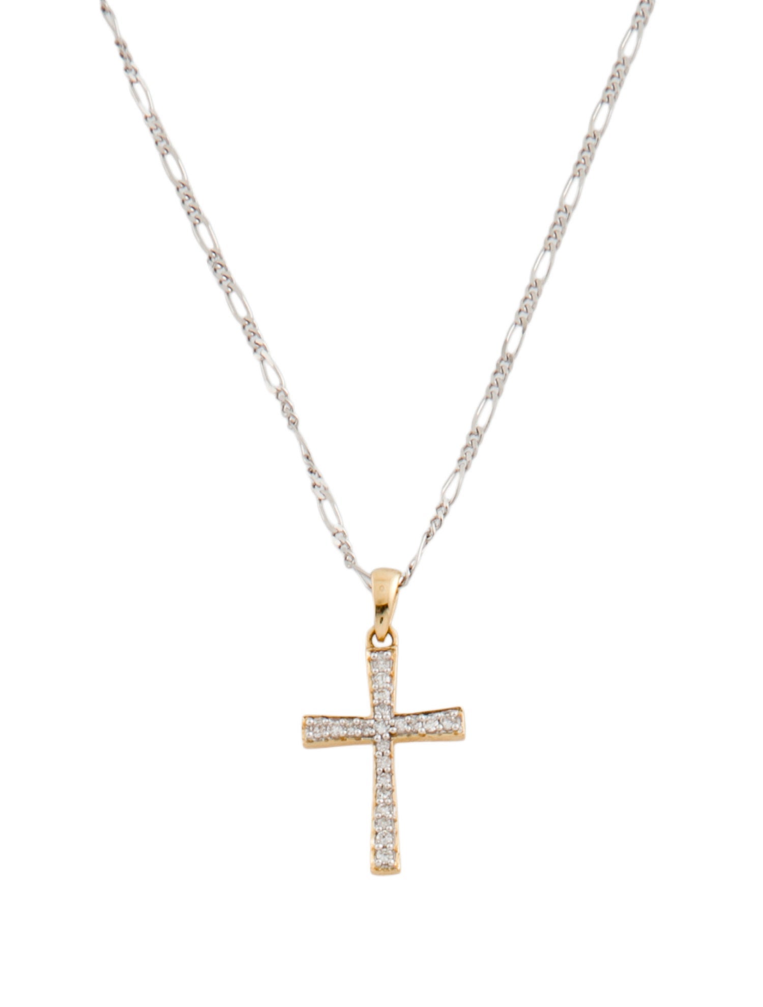 Necklace 18K Two-Tone Diamond Cross Pendant