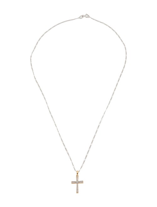 Necklace 18K Two-Tone Diamond Cross Pendant Necklace