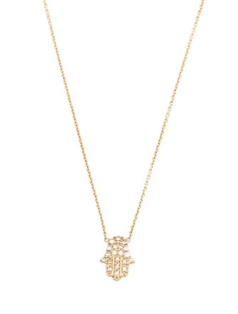 Necklace 14K Diamond Hamsa Pendant Necklace