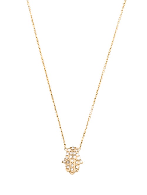 Necklace 14K Diamond Hamsa Pendant Necklace