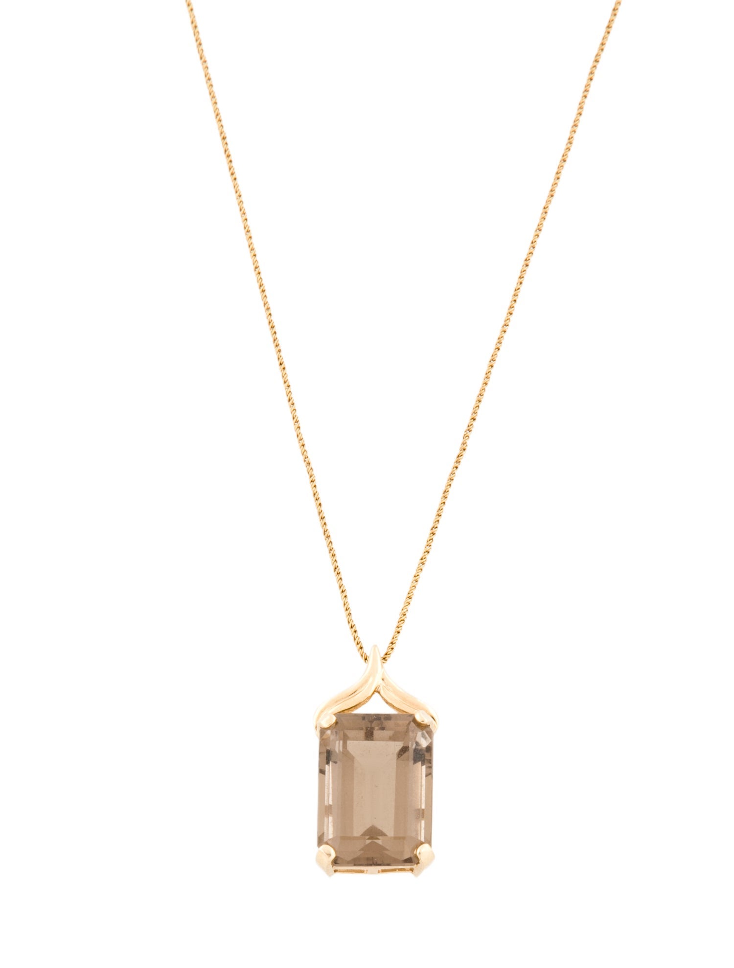 Necklace 14K 16.23ct Smoky Quartz Pendant w/ 18K Chain