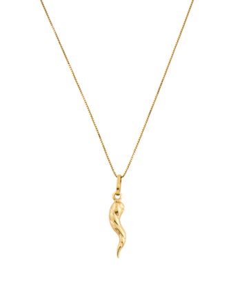 Necklace 14K Italian Horn Pendant Necklace