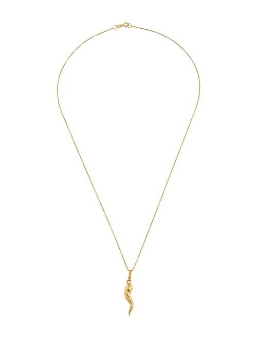 Necklace 14K Italian Horn Pendant Necklace