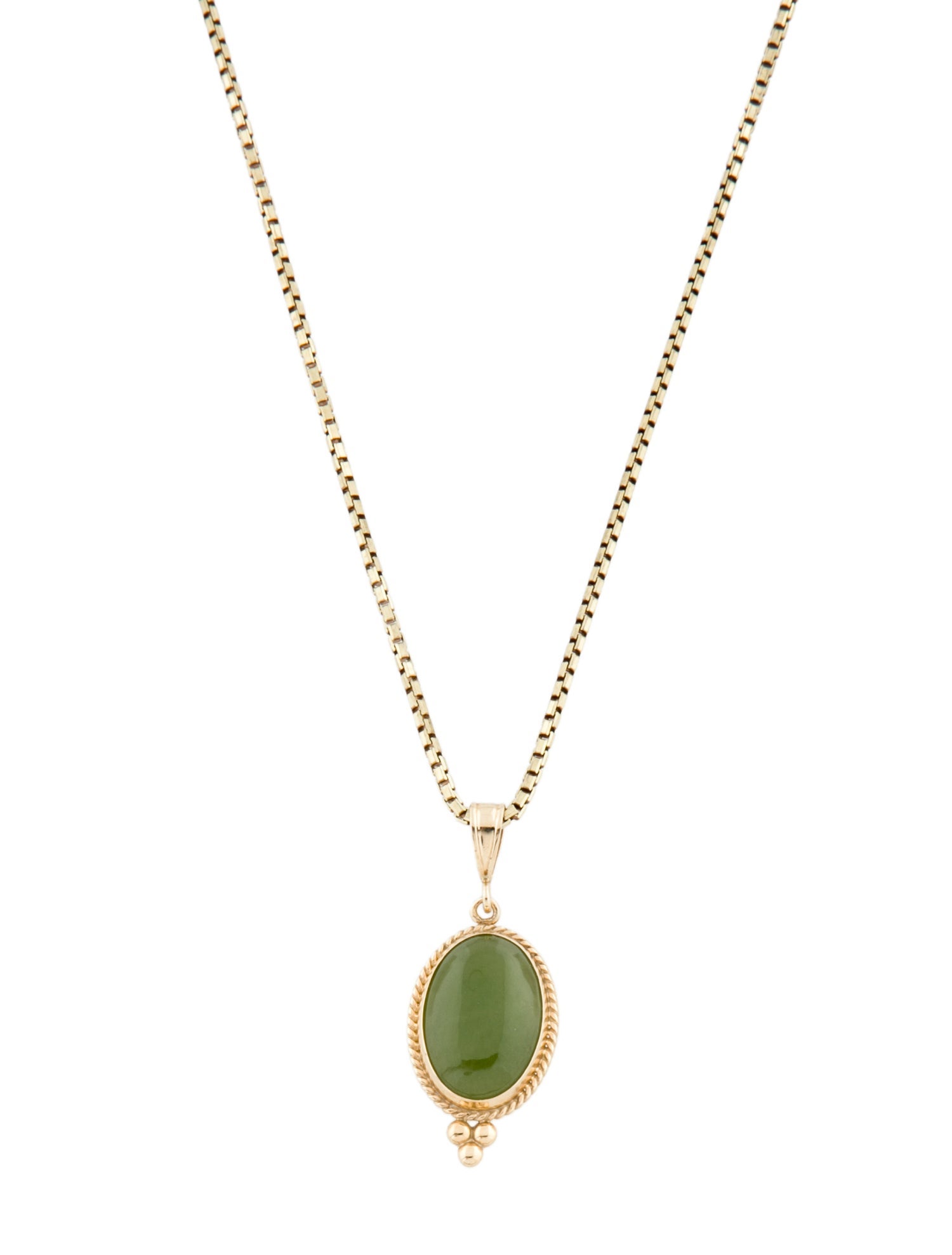Necklace 14K 3.30ct Nephrite Pendant