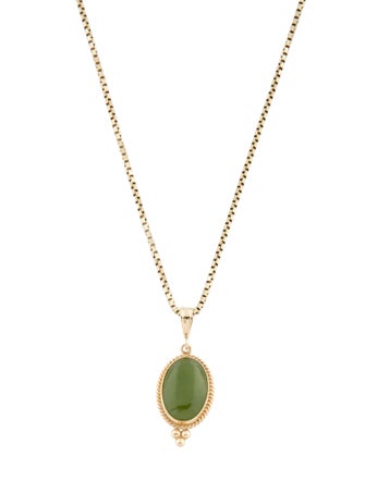 Necklace 14K 3.30ct Nephrite Pendant Necklace