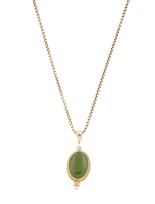 Necklace 14K 3.30ct Nephrite Pendant Necklace