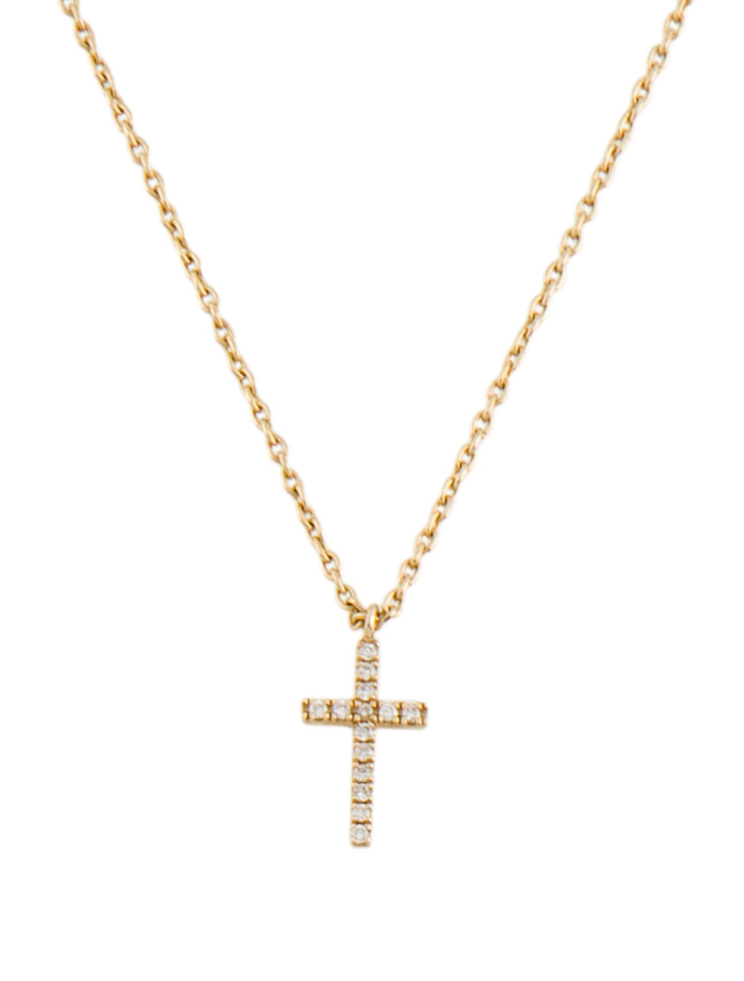 Necklace 14K Diamond Tiny Cross Pendant